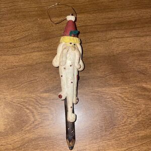 Pencil Stick Santa Long Beard Ornament Christmas Ornament 6" Actual Pencil Write
